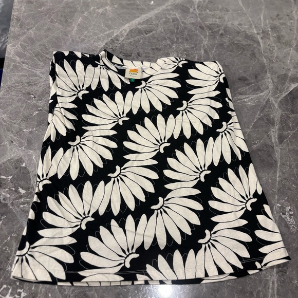 Farm Rio Black Copacabana Banana Print Sleeveless T-Shirt Cotton Large - Picture 2 of 6